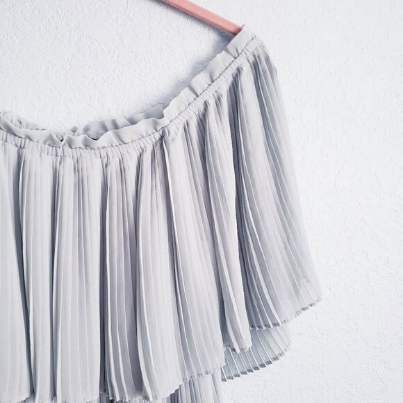 Zara Muted Seafoam‎ Pleated Off The Shoulder Midi Dress - Picture 3 of 10